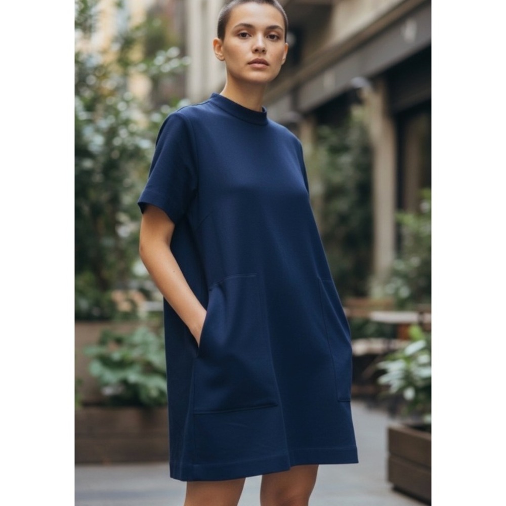 Babe NYC Women's Silk Pocket Front Mini‎ Dress 6 Blue